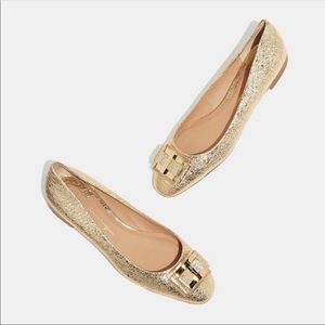 SALVATORE FERRAGAMO Gold Metallic Flats